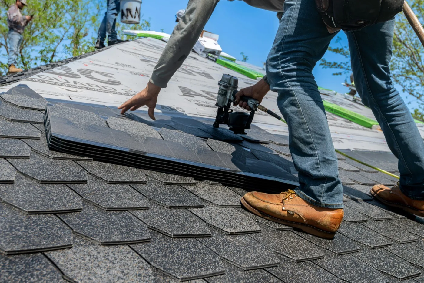 Residential roof repair — missing shingles and flashing replacement in Texas